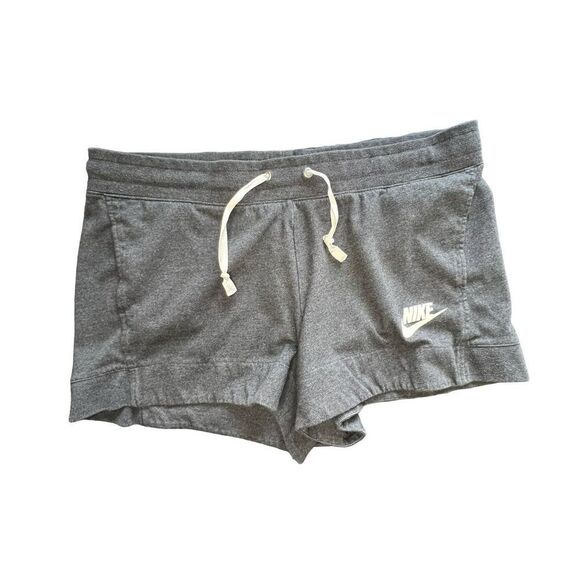 Nike Dark Grey Short Stretchy Athletic Shorts With Pockets And Tie Top - Picture 1 of 5